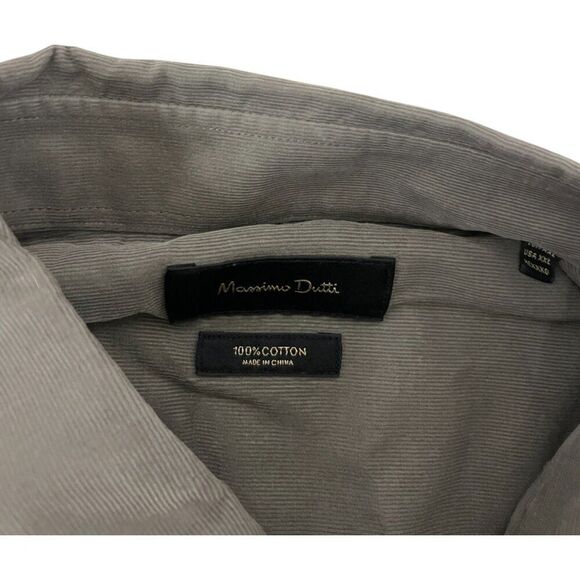 Massimo Dutti Men Button Up Shirt 2XL XXL Tan Brown Corduroy 0150/406 NWOT - Picture 4 of 12
